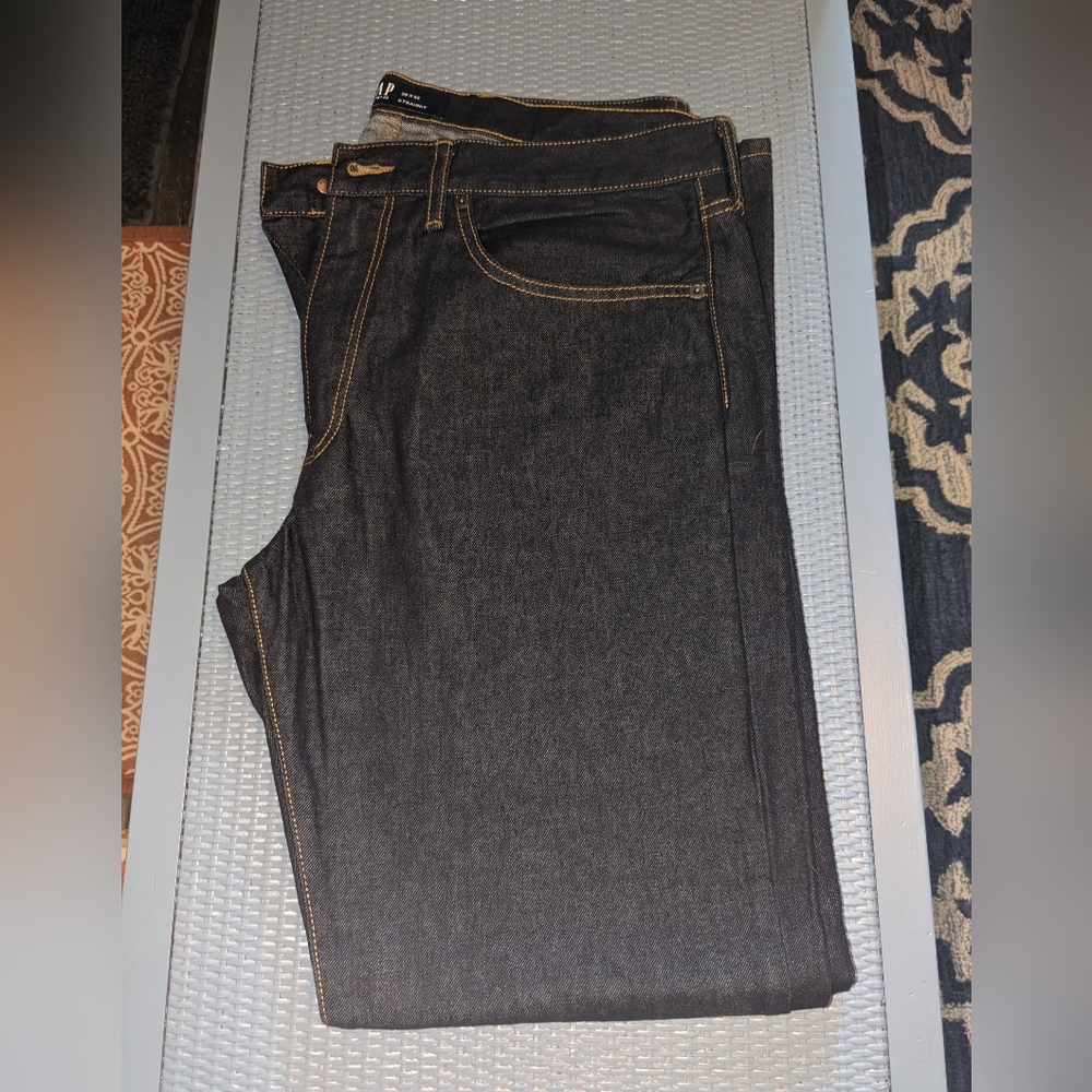 Mens Gap Jeans 36x32 Straight Leg Dark Denim